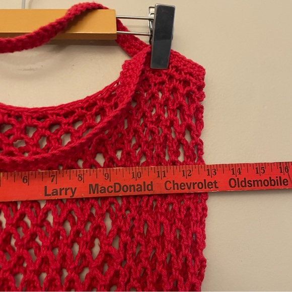 Red Crochet Fruit & Veggie Grocery Tote Bag - EUC Like New - Picture 5 of 6